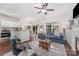 Open-concept living room with dark wood floors and a view into the kitchen at 16121 Wrights Ferry Rd, Charlotte, NC 28278