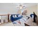 Relaxing living room with a comfortable blue couch, large window, and soft carpet at 2563 Firethorn Ct, Gastonia, NC 28056