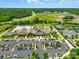 An aerial view of the clubhouse with parking, pool, and tennis courts surrounded by green spaces at 258 Cherrytree Dr, Fort Mill, SC 29715