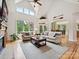 Bright living room with vaulted ceilings, large windows, wood floors, fireplace, and neutral decor at 4290 Barbrick St, Sherrills Ford, NC 28673