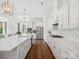 Spacious kitchen with white cabinetry, hardwood floors, stainless steel appliances, and an island with seating at 435 Galbreath Ct # 128, Fort Mill, SC 29708