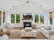 Inviting living room with fireplace, vaulted ceilings, and large windows overlooking backyard at 435 Galbreath Ct # 128, Fort Mill, SC 29708