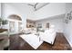 Spacious living room with tall ceilings, hardwood floors and neutral decor at 6206 Glencairn Ct, Charlotte, NC 28269