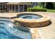 Beautiful in-ground pool featuring a stacked stone spa with cascading waterfall at 6206 Glencairn Ct, Charlotte, NC 28269