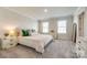 Comfortable main bedroom with plush carpeting, two windows, and stylish bedside tables at 700 Windage Way, Pineville, NC 28134