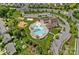 Aerial view of the community pool and amenities, highlighting the recreational offerings of the neighborhood at 7331 Millstone Sw Cir, Concord, NC 28025