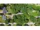 Aerial view shows property surrounded by lush trees, offering privacy and a natural setting at 800 Davenport St, Monroe, NC 28112