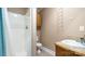 Well-lit bathroom with a stand-up shower, vanity sink, and functional layout at 8321 Walkup Rd, Waxhaw, NC 28173