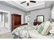 Bedroom showcasing a coordinating color scheme and a view into an adjoining bathroom at 7023 Blakeney Greens Blvd, Charlotte, NC 28277