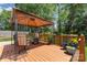 This spacious covered patio offers a shaded retreat in a beautiful yard at 1012 Lightwood Dr, Matthews, NC 28105