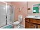 Bathroom with updated finishes, walk-in shower, and sink at 1017 Quail Run Ct, Indian Land, SC 29707