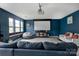 View of living room showcasing projector screen, comfortable seating and stylish decor at 1017 Quail Run Ct, Indian Land, SC 29707