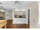 Dining area featuring built-in cabinets, black countertops, and hardwood floors at 121 33Rd Ne Ave, Hickory, NC 28601