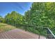 Wooden deck with black metal railing overlooking a lush, green landscape at 126 Meadow Glen Dr, Troutman, NC 28166