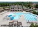 A large community pool with slide, lounge areas and well maintained deck at 14611 Murfield Ct, Charlotte, NC 28278