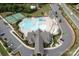 Aerial view of the community pool area with a water slide and various seating areas at 14611 Murfield Ct, Charlotte, NC 28278
