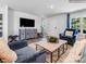 Open concept living space with a large wall-mounted TV, comfortable seating, and stylish accents at 1511 River Cane St, Edgemoor, SC 29712