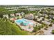 Aerial view showcasing the community pool and recreation area, perfect for relaxation and social gatherings at 163 Carmen Way, Lancaster, SC 29720