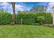 Well-maintained backyard features a manicured lawn, mature landscaping, and a peaceful setting at 2814 Glendale Rd, Charlotte, NC 28209