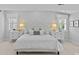 Calm bedroom featuring a white bed, side tables, a plush rug, and window with natural light at 2814 Glendale Rd, Charlotte, NC 28209