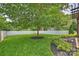 Lush backyard with mature tree, well-maintained lawn, garden beds, and privacy fence at 2844 Georgia Ave, Charlotte, NC 28205