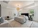 Spacious bedroom featuring a woven chandelier, large windows, and tray ceiling at 2844 Georgia Ave, Charlotte, NC 28205