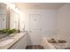 Luxurious bathroom featuring double vanity, granite countertops, soaking tub, and modern fixtures at 3403 Keith Dr, Charlotte, NC 28269