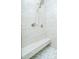 Shower with river rock floor, bench, and dual shower heads at 424 Cassia Ct, Fort Mill, SC 29708