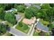 A peaceful single-story home with a green lawn and driveway with plenty of surrounding mature trees at 5929 Brookhaven Rd, Charlotte, NC 28210