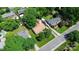 Aerial view of the property showcasing its location and surrounding neighborhood, complete with a detached garage at 5929 Brookhaven Rd, Charlotte, NC 28210
