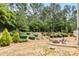 Well-maintained backyard features lush landscaping, fire pit, and secluded relaxation area at 6010 Hawk View Rd, Waxhaw, NC 28173