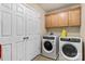 Functional laundry room with cabinetry, a washing machine and dryer, offering convenience and organization at 6010 Hawk View Rd, Waxhaw, NC 28173