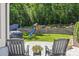 Beautiful backyard featuring a play structure, lush greenery, and a retaining wall with manicured landscaping at 6013 Camile Ct, Charlotte, NC 28226
