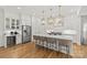 Bright kitchen showcasing white cabinets, an island with seating, and stainless steel appliances at 6013 Camile Ct, Charlotte, NC 28226