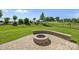 Backyard with a stone patio and a fire pit at 6531 Wildbrook Dr, Charlotte, NC 28269