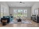 Cozy living room with modern furniture, hardwood floors, and large windows for ample natural light at 6531 Wildbrook Dr, Charlotte, NC 28269