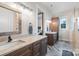 Modern bathroom with double vanity, granite countertop, and sleek fixtures at 867 Bellegray Rd, Clover, SC 29710