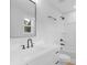 Stylish bathroom with sleek vanity, black fixtures, and a shower-tub combo at 103 Churchill Dr, Kings Mountain, NC 28086