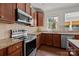 Close-up of kitchen featuring stainless steel appliances, tile backsplash, and granite countertops at 1814 Still Water Ln, Fort Mill, SC 29707