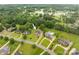 Aerial view of a residential neighborhood showcasing well-maintained lawns and mature trees at 1912 Windmere Dr, Monroe, NC 28110