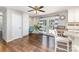 Versatile area features hardwood floors, a built-in desk, and bright light from the French doors at 240 China Grove Rd, China Grove, NC 28123
