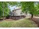 Manicured backyard and deck are shaded by mature trees at 4716 Heatherton Pl, Charlotte, NC 28270