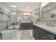 Luxurious bathroom with dual vanity, soaking tub, glass shower, and stylish fixtures at 5721 Ballinard Ln, Charlotte, NC 28277