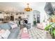 Open-concept living room with kitchen island, modern decor, and cozy seating area at 651 Melville Dr, Rock Hill, SC 29732