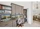Stylish office with custom wood storage and a view of the home's exterior at 9184 Greenwood Rd, Terrell, NC 28682