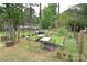 Established garden featuring raised beds, fencing, and mature greenery, offering an ideal space for cultivating plants and vegetables at 109 Larch Rd, Salisbury, NC 28147