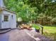 Cozy backyard featuring a wooden deck with outdoor seating, lush lawn, and privacy fencing at 1219 Pinecrest Ave, Charlotte, NC 28205