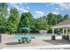 Community pool area with ample lounge chairs, covered picnic area, and lush green surroundings for relaxation and recreation at 1533 Moss Creek Dr, Harrisburg, NC 28075