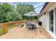 Outdoor living space on wooden deck with seating and greenery at 1621 Brookdale Ave, Charlotte, NC 28210