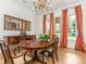 Formal dining room featuring a wood table, large mirror and red and gold curtains at 2516 Selwyn Ave, Charlotte, NC 28209